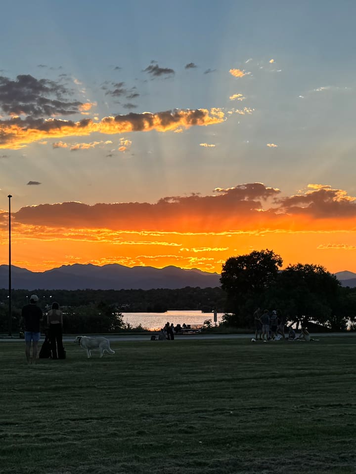Sloan's Lake is less than a mile from the house. It boasts a beautiful 2.6-mile loop around the lake. Grab a blanket for a picnic. The Patio at Sloans or the roof deck at Odell's Brewing Co. offer incredible views of both the lake and the mountains.