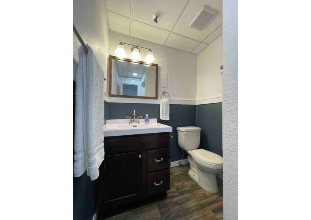 Bathroom view with shower.
