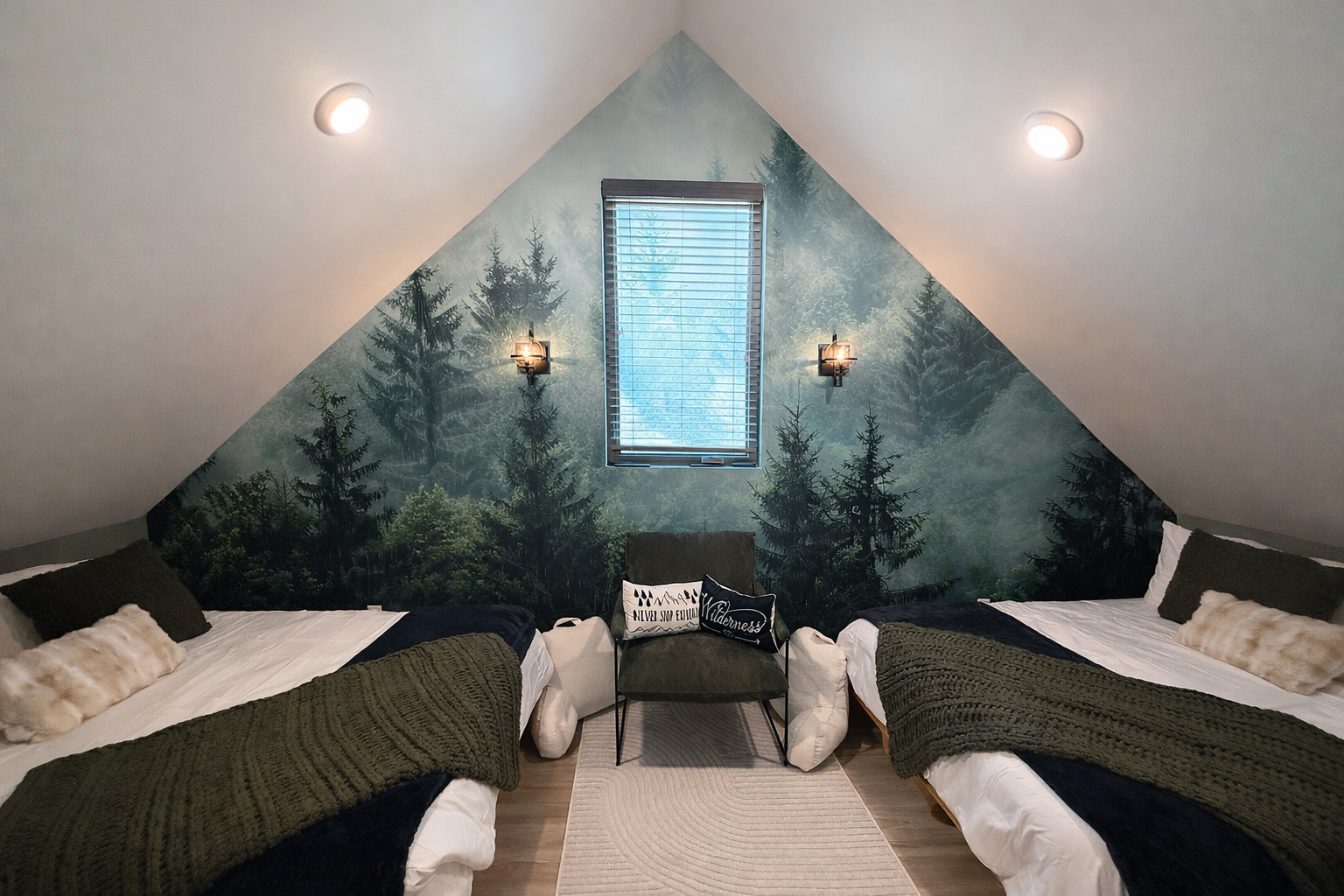 The Forest Room has 2 new Queen beds and matresses