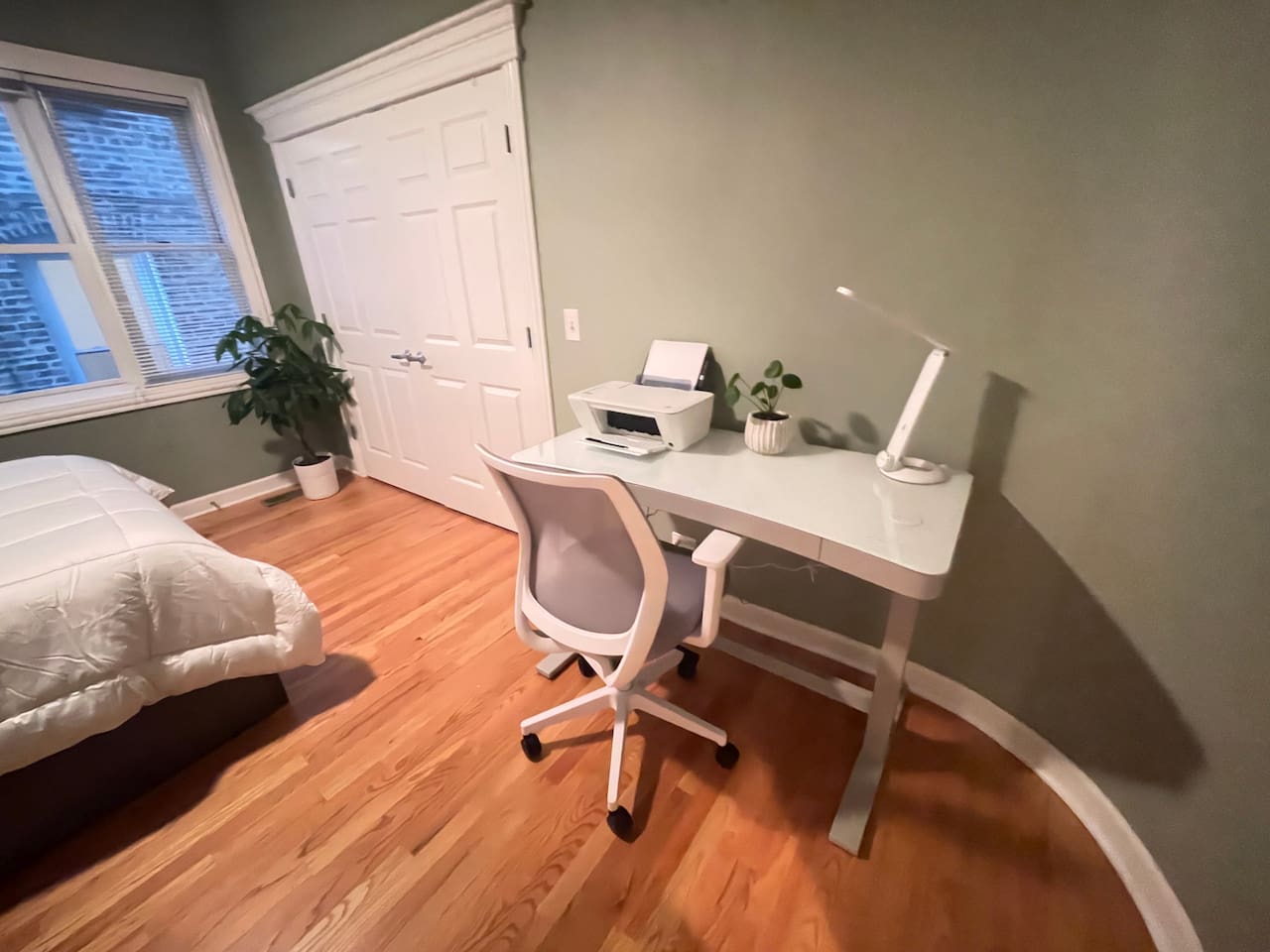 Bedroom with a desk area for remote work or trip planning