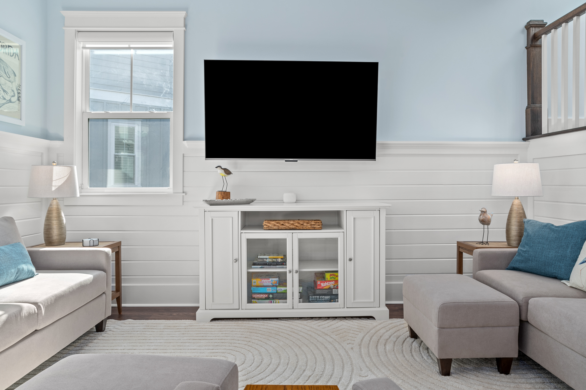 Catch up on your favorite tv show or settle in for a movie night on one of the many smart tvs throughout the house.