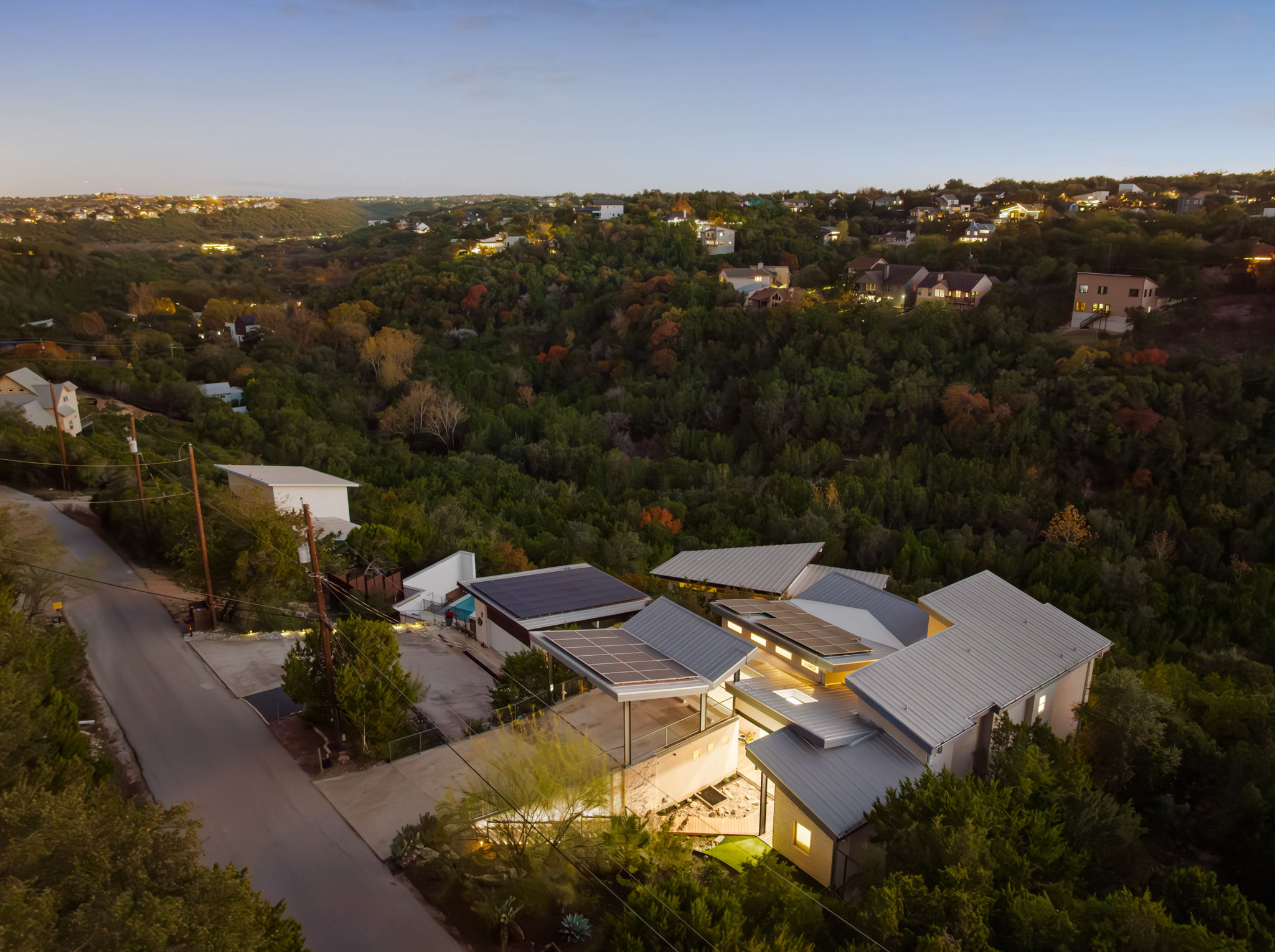 Scenic neighborhood with rolling hills and greenery