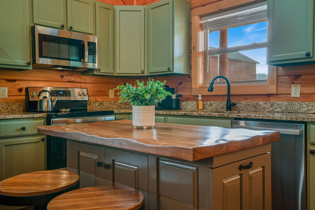 Custom made island straight from the Arts a& Crafts districts of the Smokies