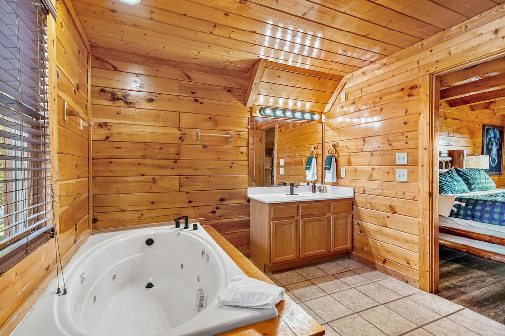 Relax and recharge in the garden tub, the perfect way to soothe tired muscles after a day of exploring the Smoky Mountain trails.