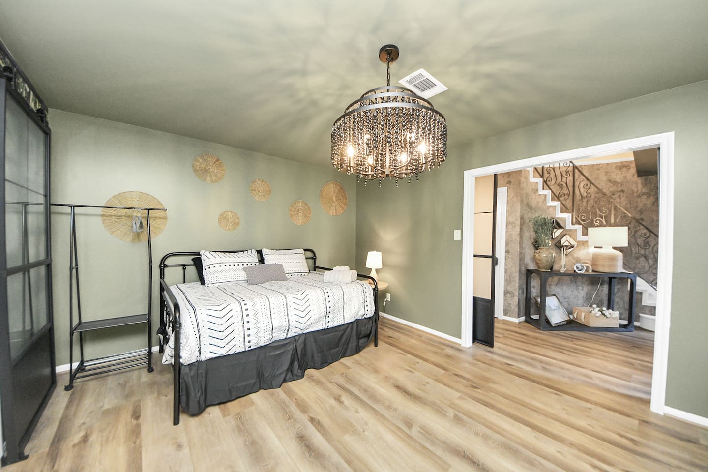 Another view of guest bedroom #1 which is a full size bed located by front entrance.