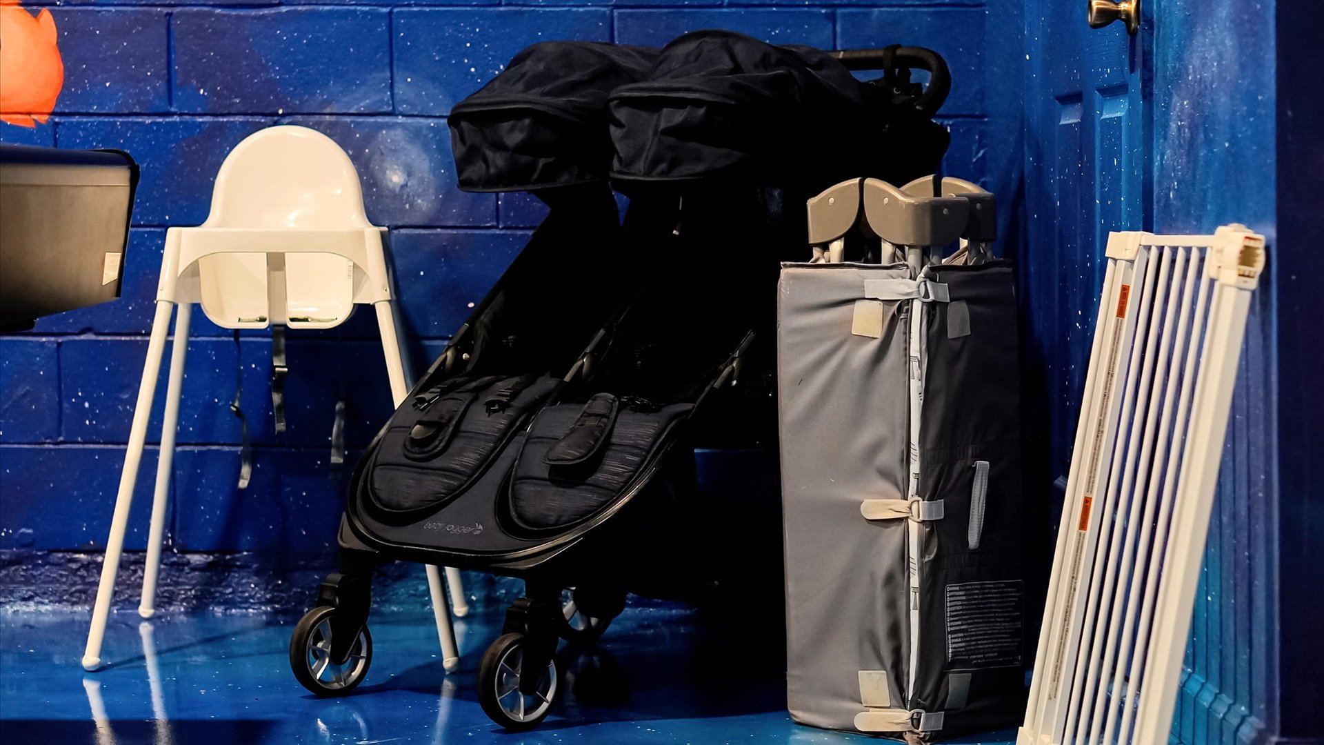 Complimentary Baby Gear: Family-friendly essentials include a double stroller, high chair, Pack ’n Play and baby safety gate.