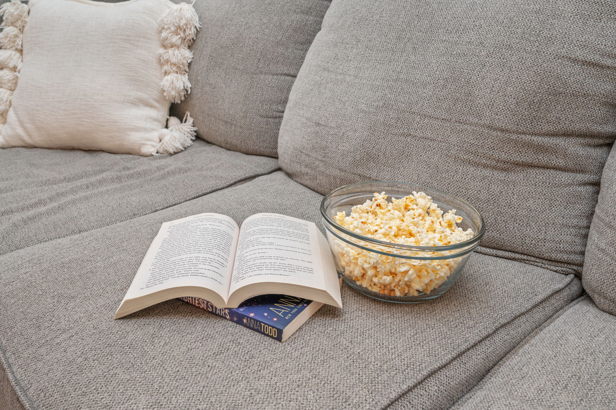 Relax with a good book and popcorn
