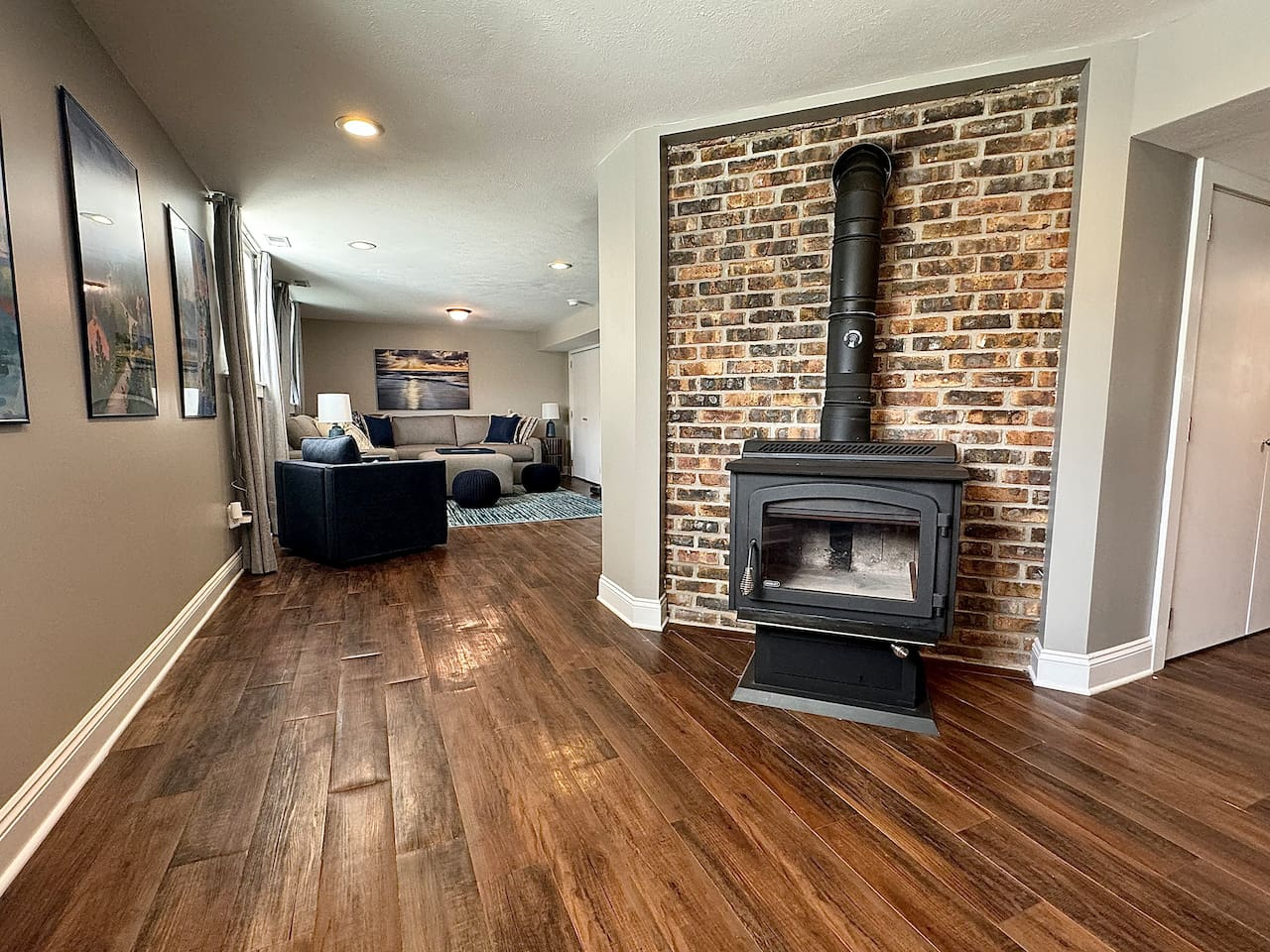 The Garden Level has an open concept with the Living Room connecting to the Dining Area and the Kitchen. 