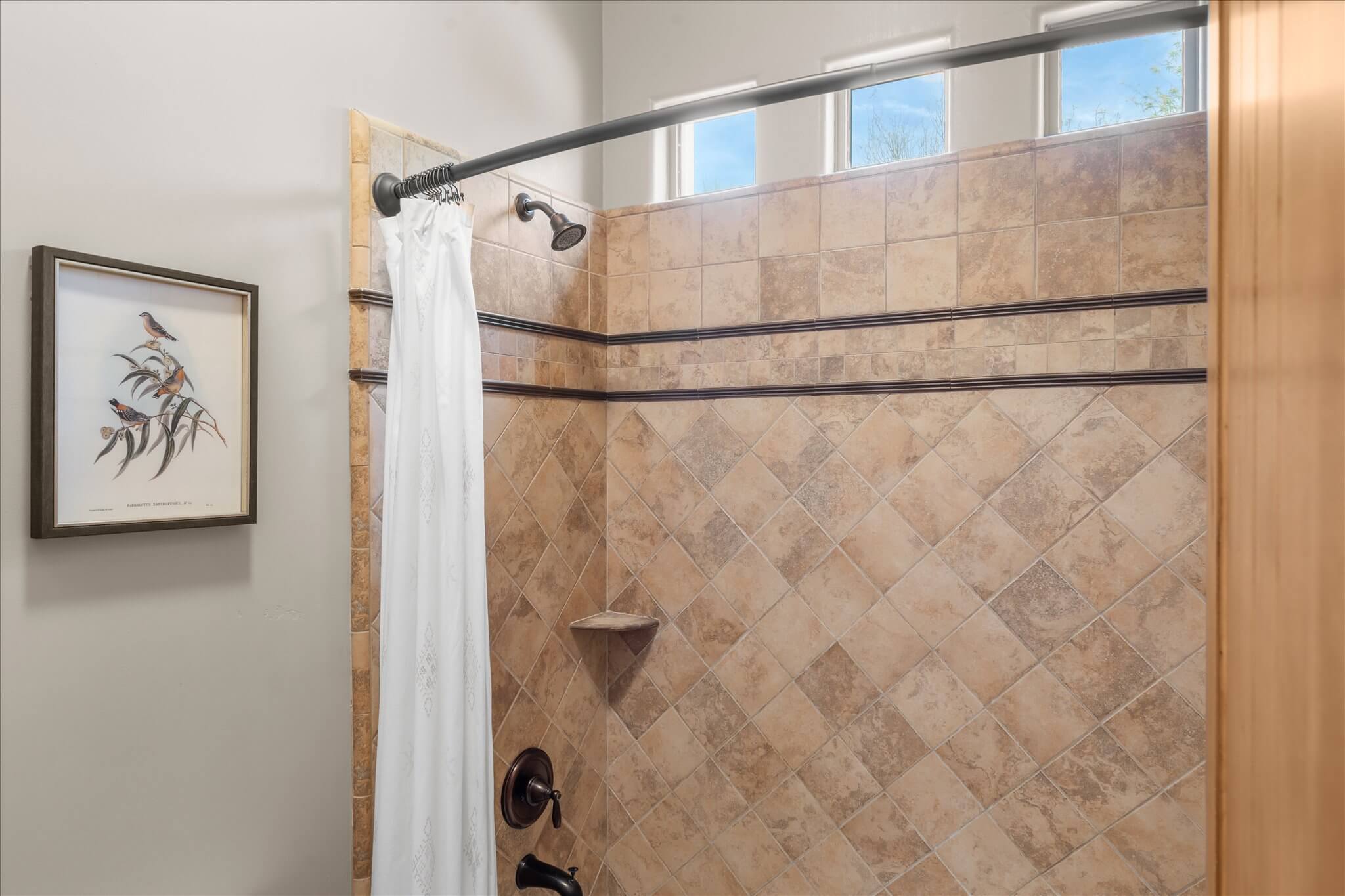 Guest Bathroom w Custom Tile Tub Shower Combo