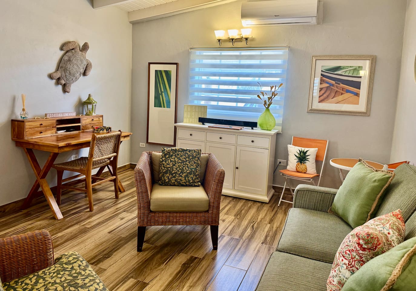 Desk with quiet work space in guest house