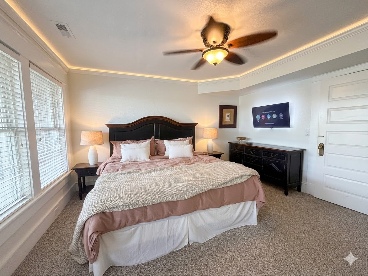 Bedroom 11 — Elegant King Suite with Vintage Charm & Floral Touches | The Mark Twain Luxury Beach House, Outer Banks