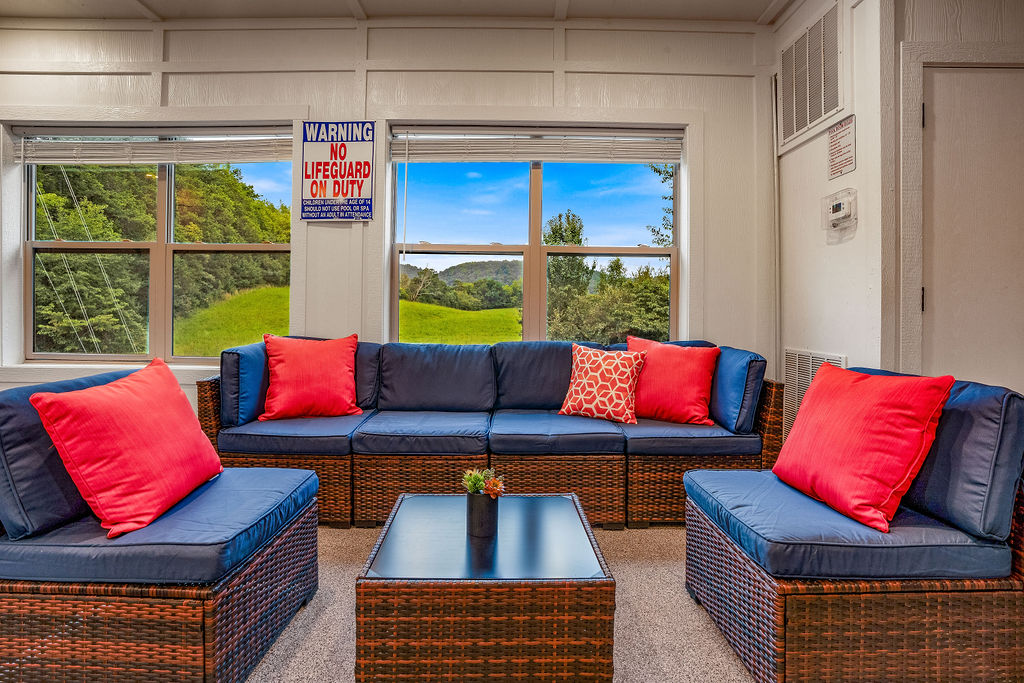 Plenty of space to relax and watch the kids swim or watch the big game on the 55” TV in the pool room