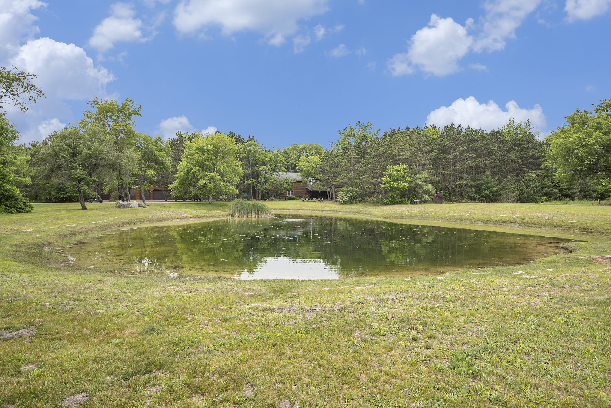 Pond located next to driveway