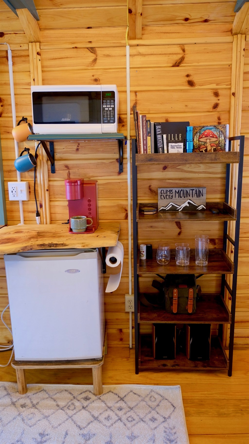 Minifridge, Microwave, and Keurig are provided.