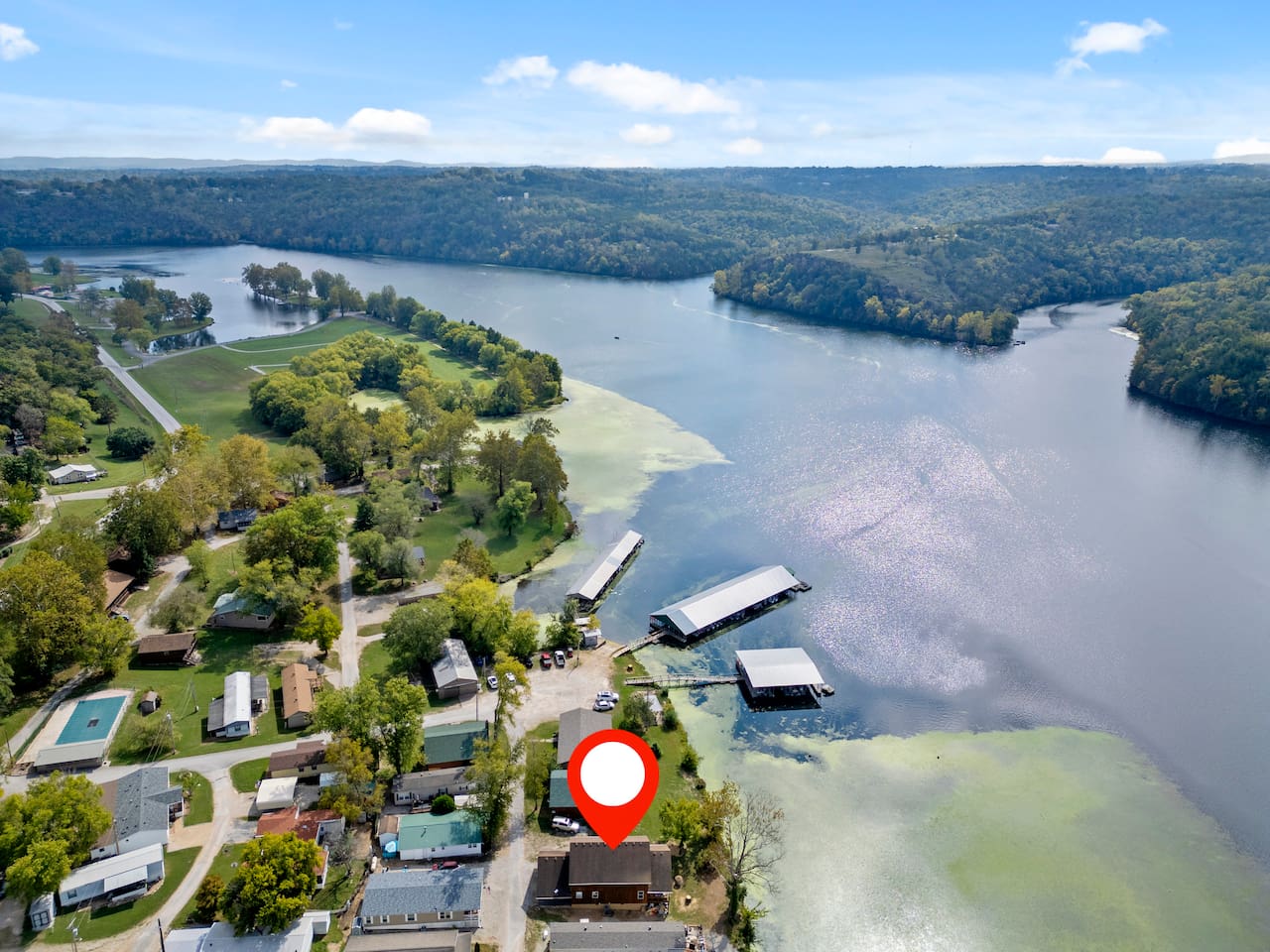 Very close to boat docks and swimming pool