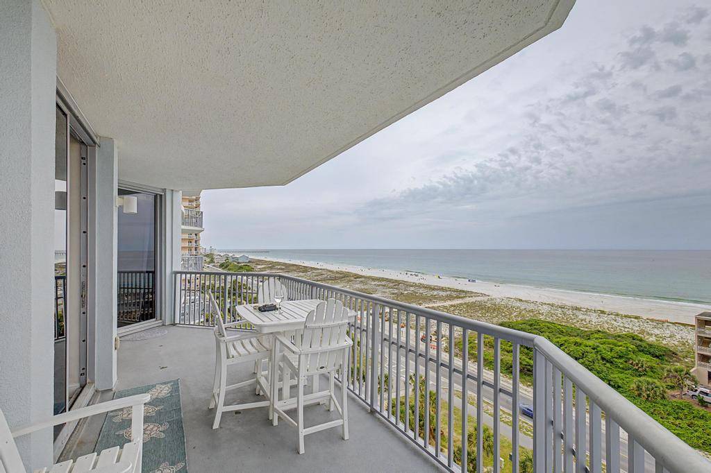 Large balcony with access from living room and both bedrooms. Facing east.