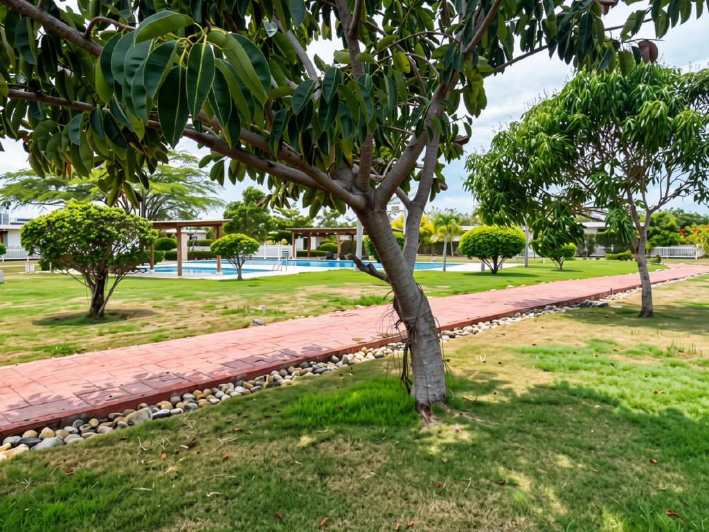 Walking path and pool