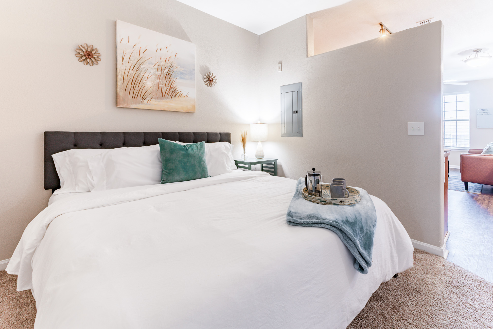 king bed off of living room