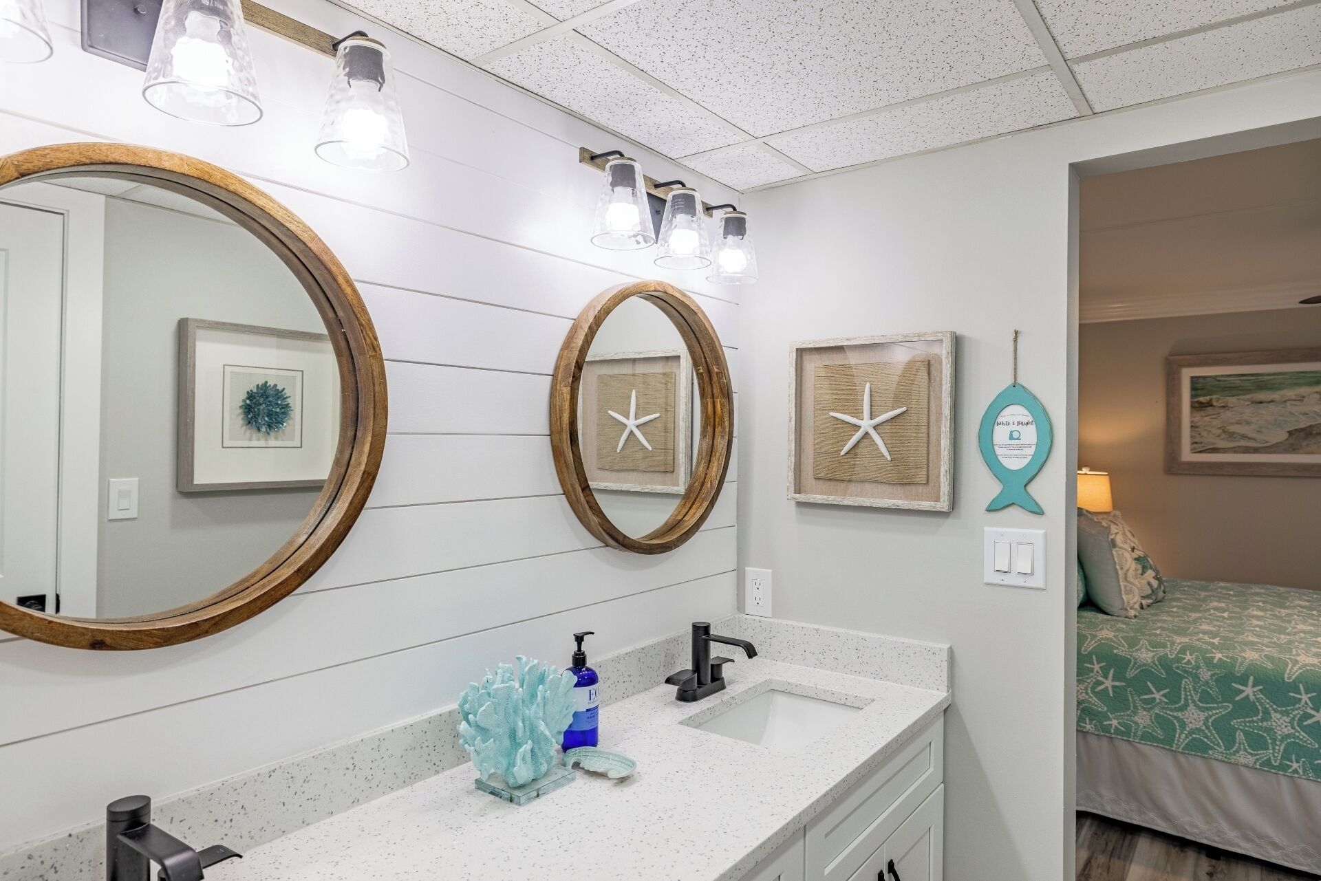Master bathroom double vanity area