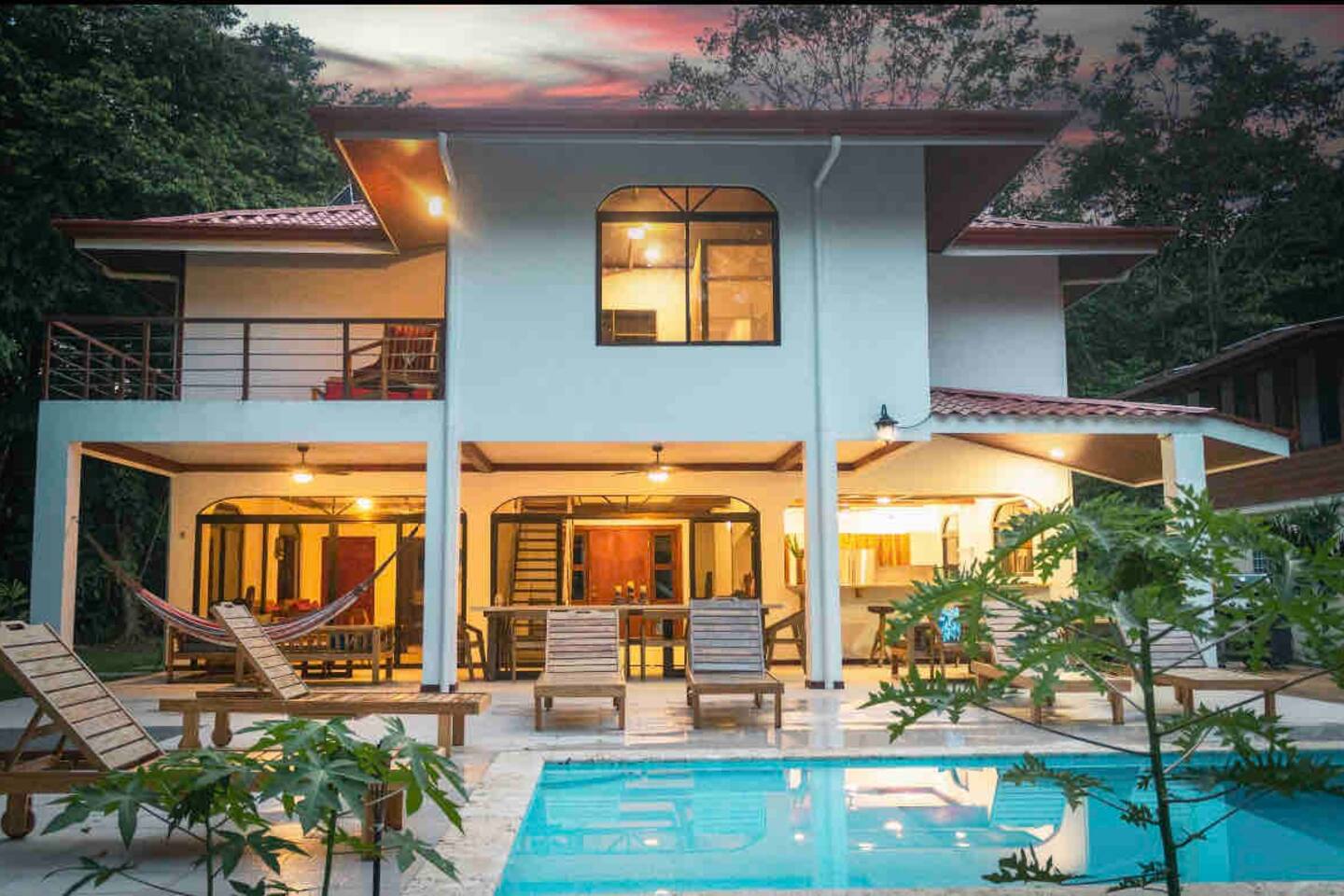 A beautiful, serene outdoor space with pool to relax and enjoy the jungle.