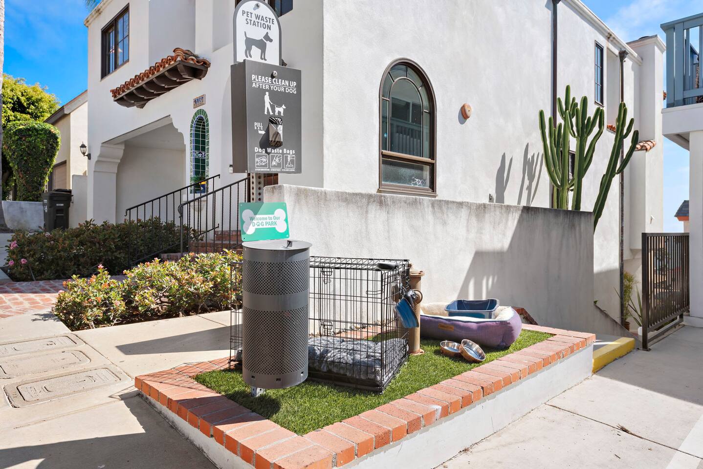 We are the most pet-friendly rental condos in San Clemente and provide beds, bowls, a small dog park and even a dog crate by request.