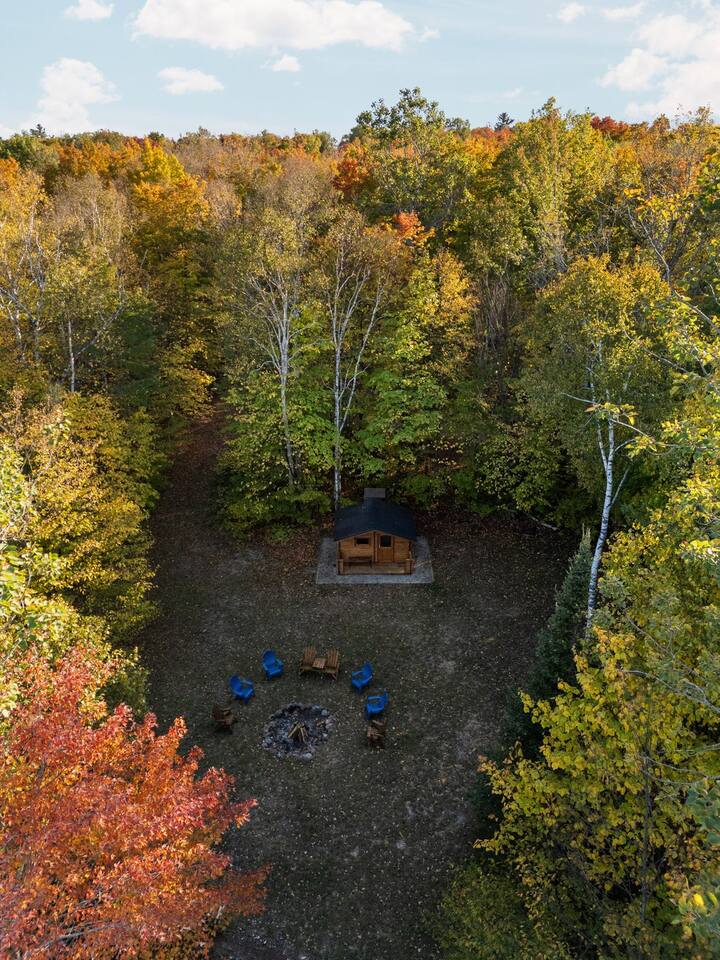 Sauna and upper campfire area