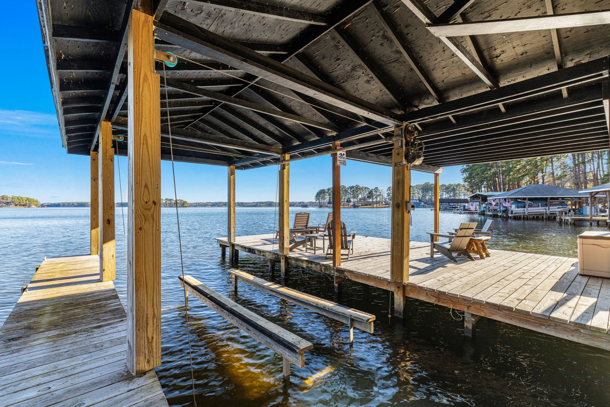 Dock Area: Relax on the waterfront with stunning views and seating for sunset-watching!