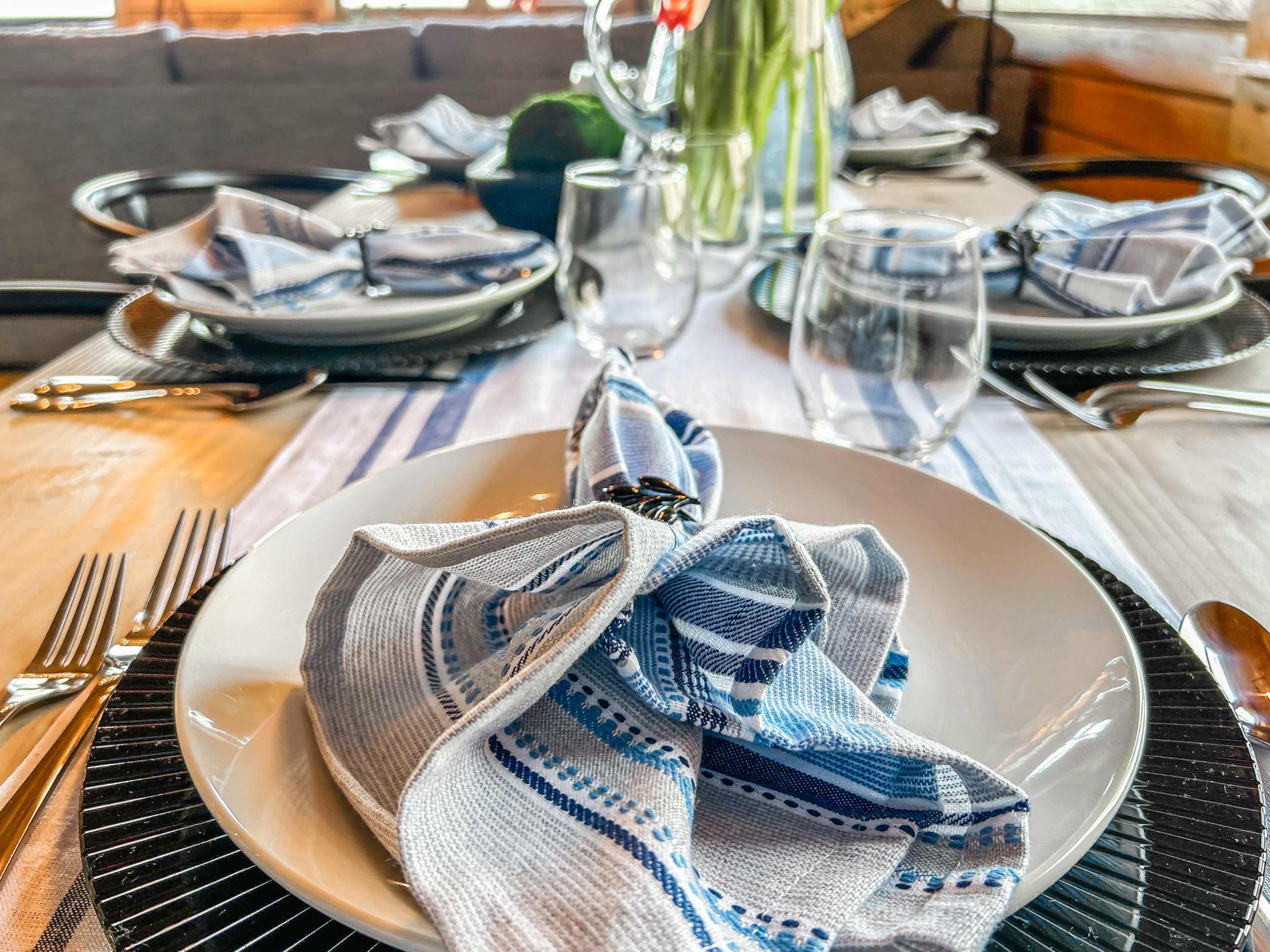 No mismatched plates here. Our kitchen is stocked with beautiful plate ware!