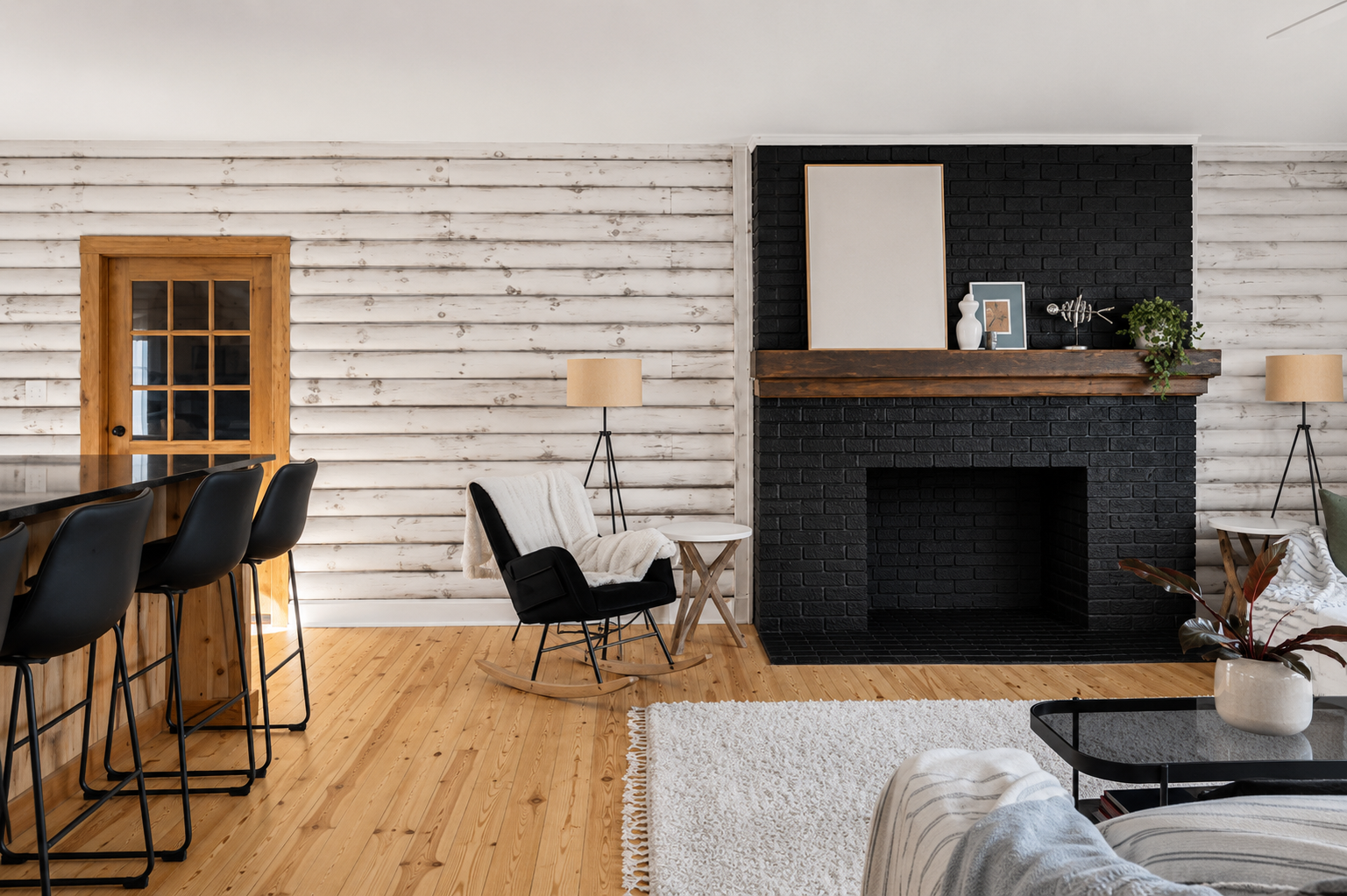 Living Room: Experience warmth by the this stylish space with rustic charm and chic decor!