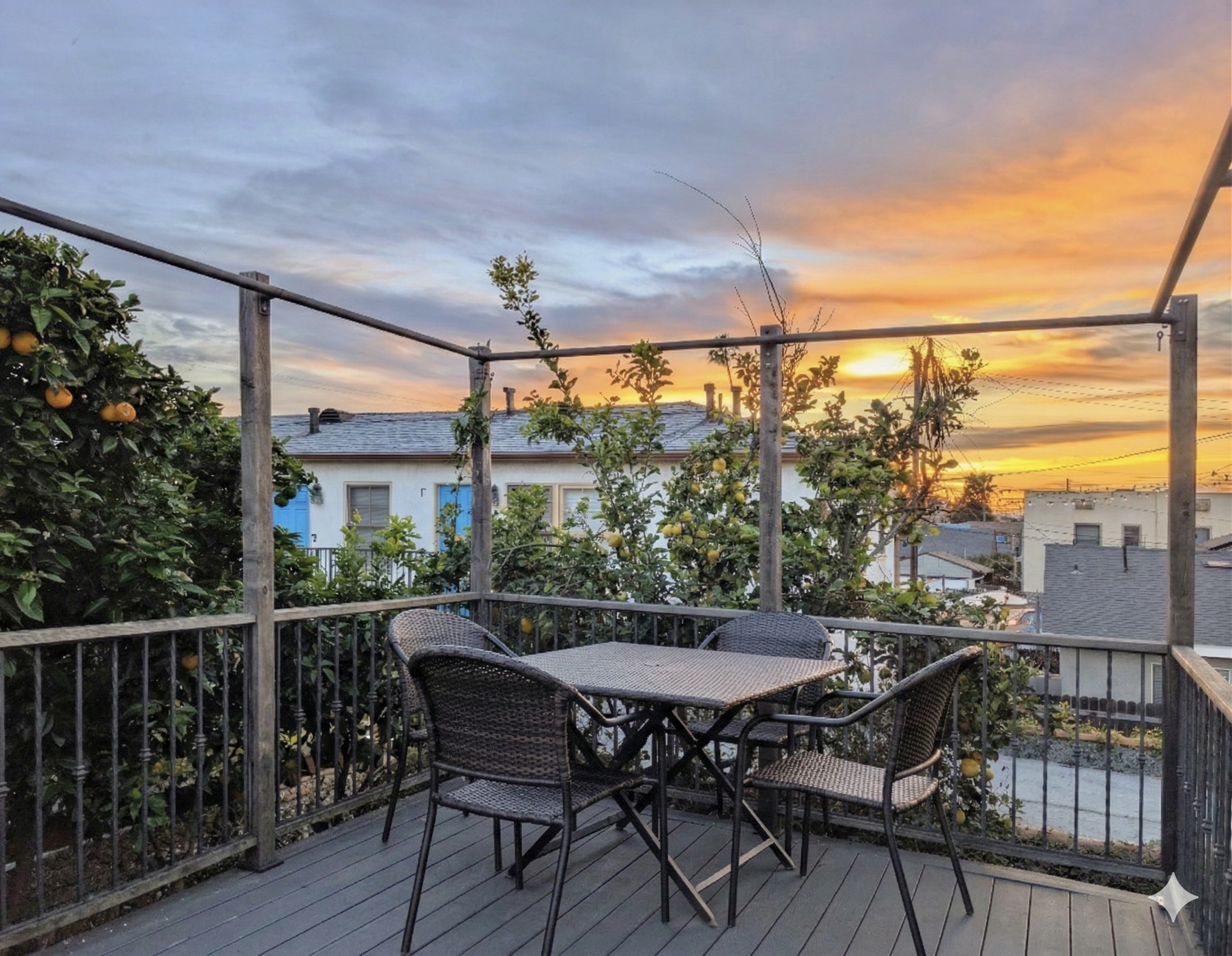 End your day with breathtaking sunset views from your private deck. It's the perfect place to enjoy dinner, a glass of wine, or simply relax under the Southern California sky.