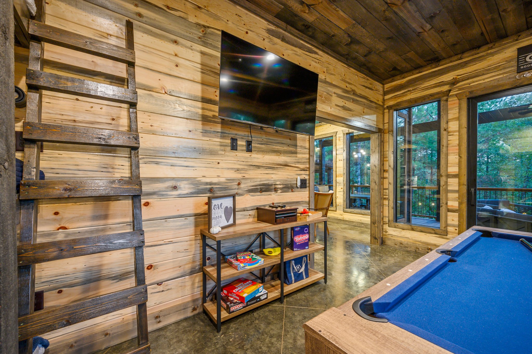 Level up your stay in this stylish cabin retreat with forest views.