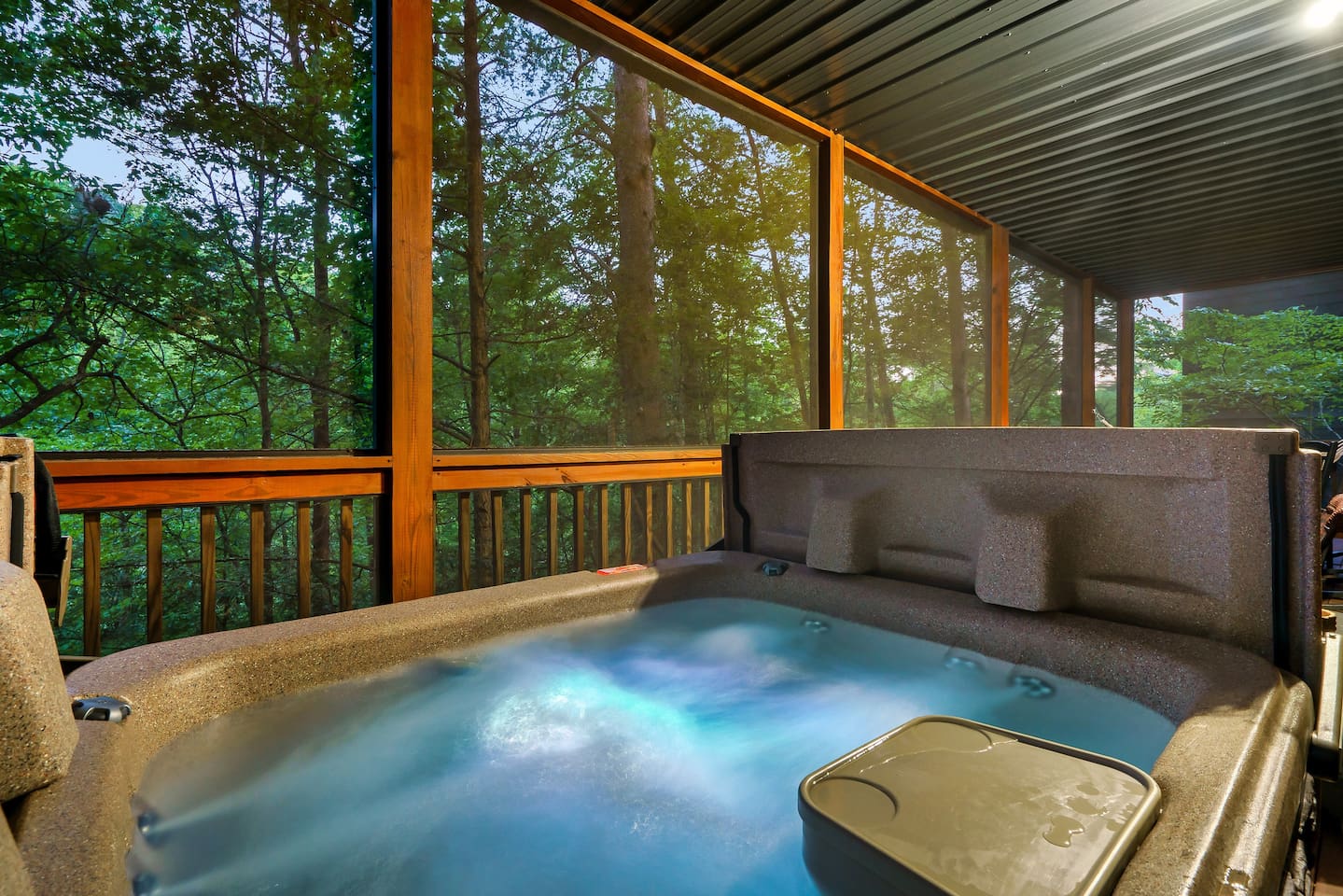 Hot Tub on Screened in Porch