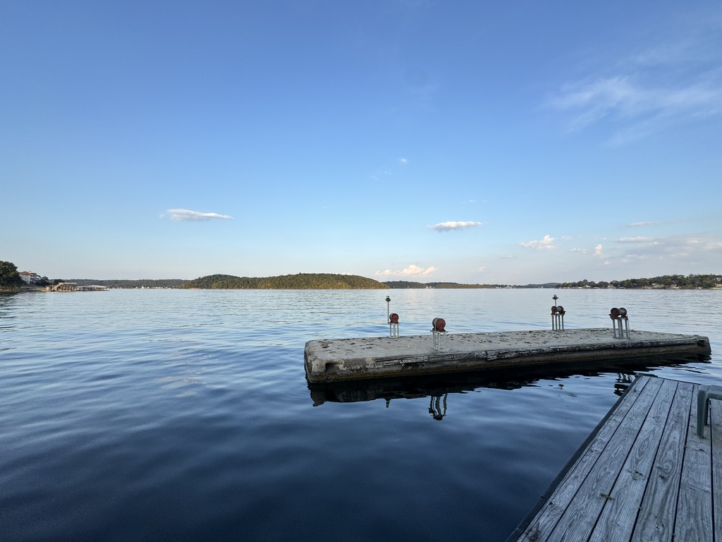 Wave break which helps protect the dock and swim area.