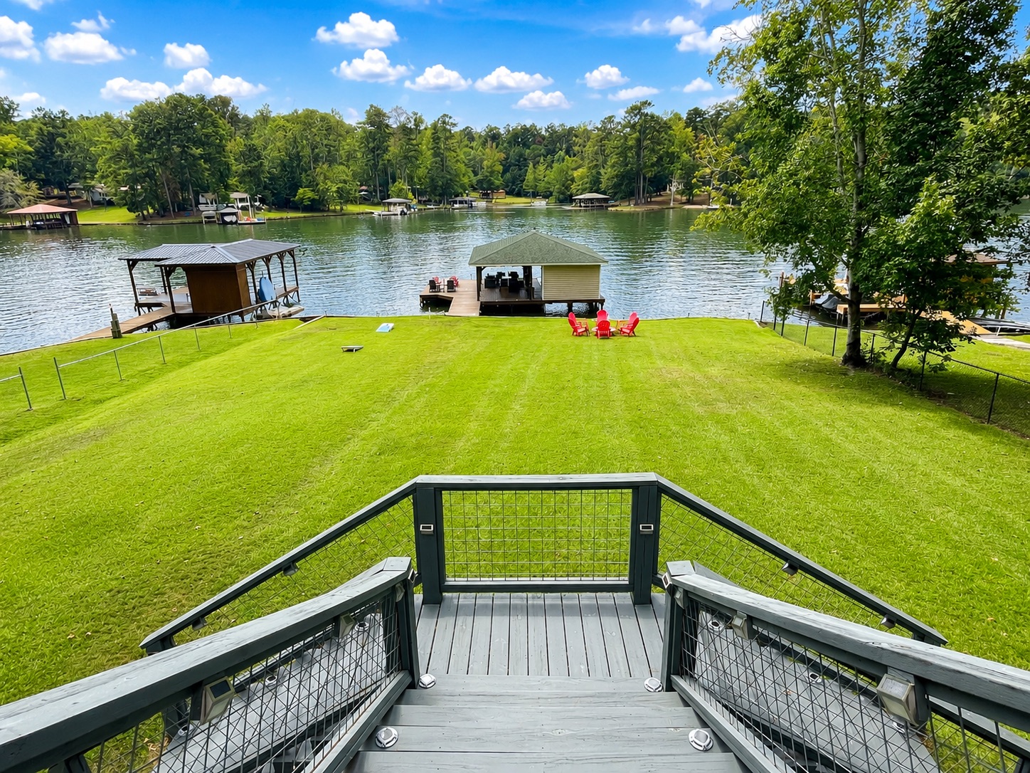 Private waterfront boathouse with scenic surroundings