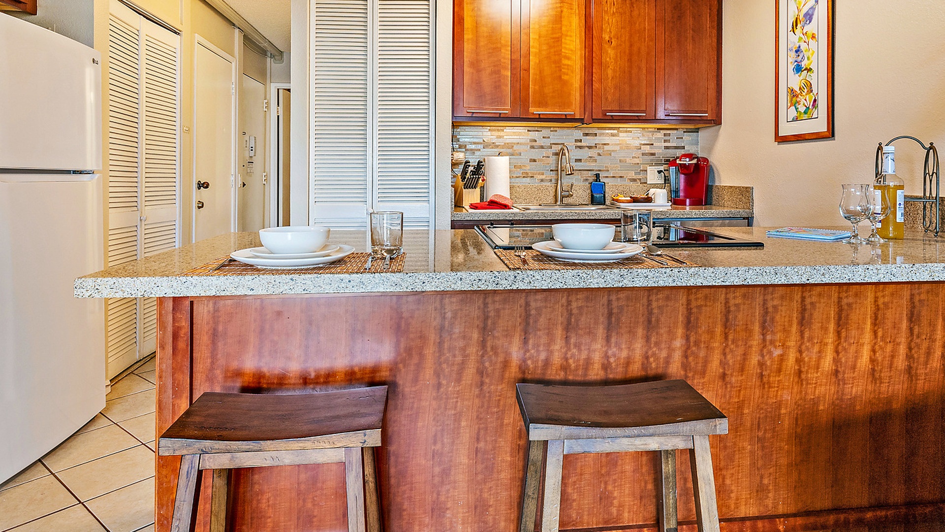 Seating area at kitchen island.