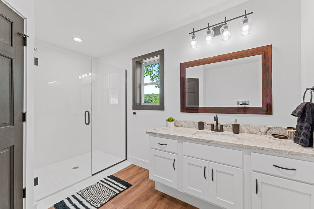 Roll in shower in the ADA compliant bathroom