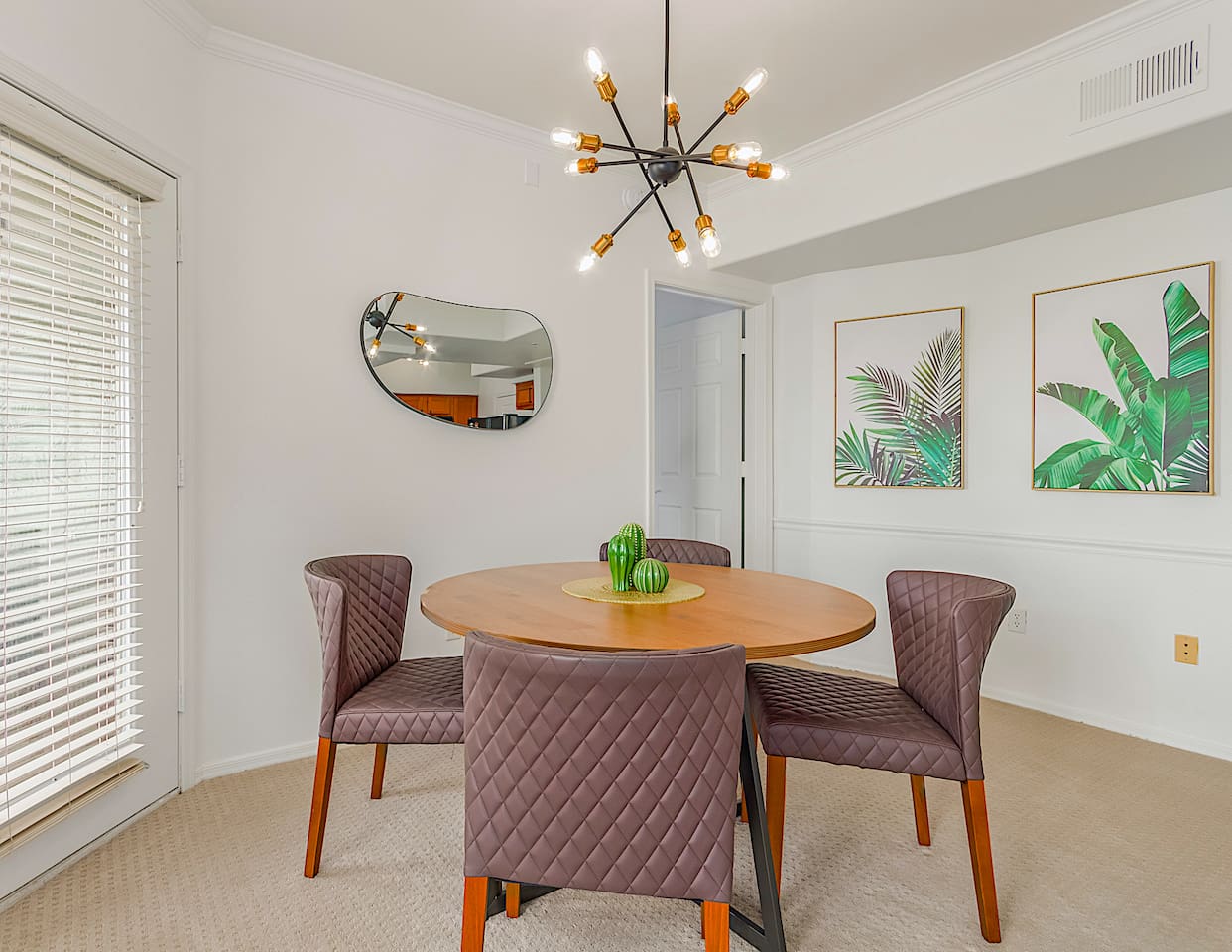 Dining table, and comfortable chairs