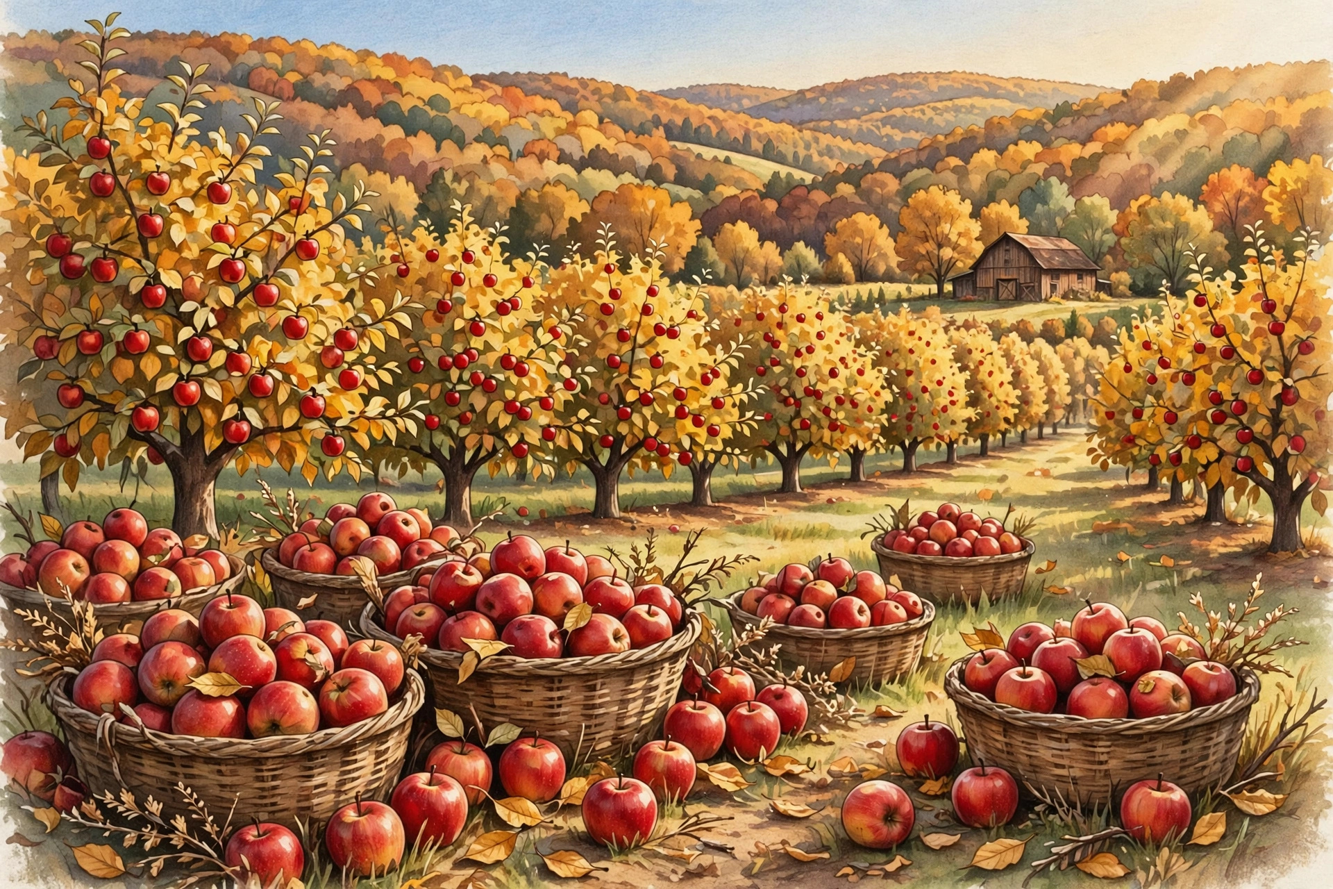 Apple orchard in Warwick NY during harvest season