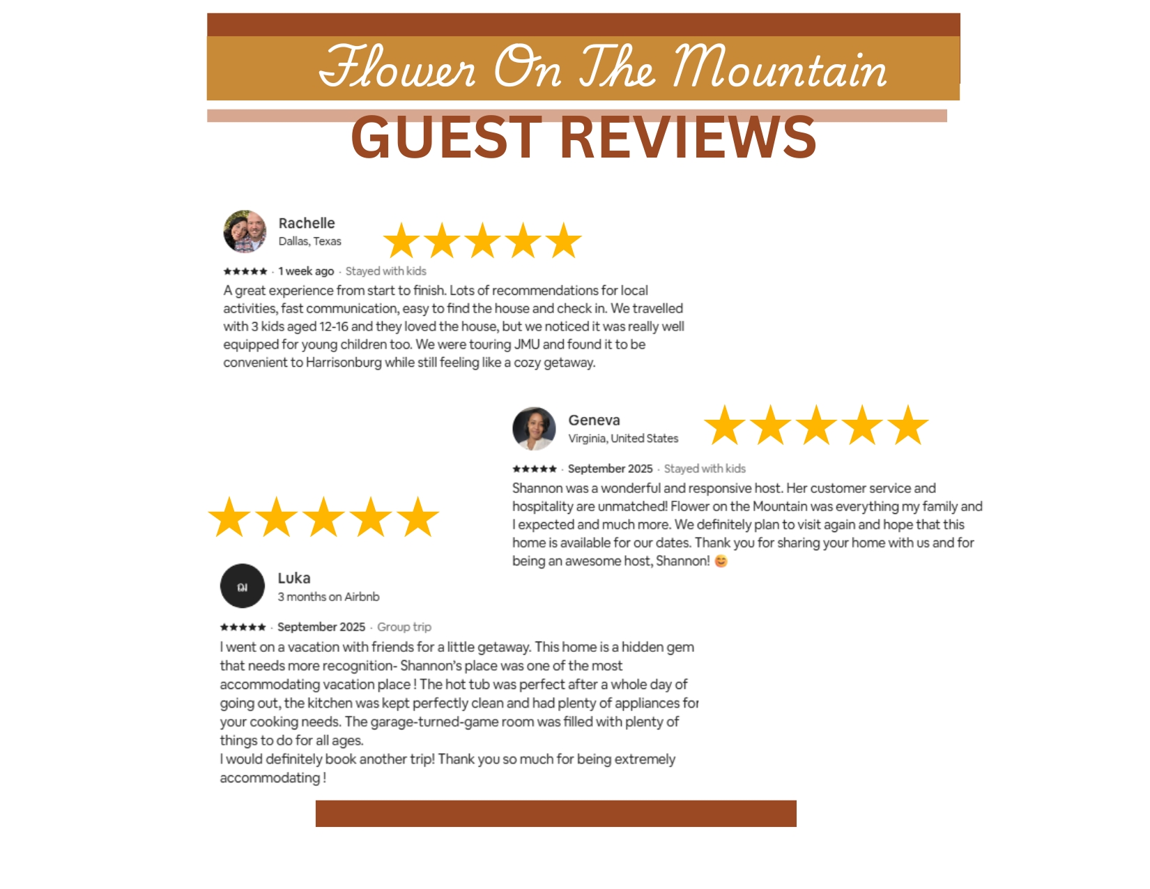 Our guests love Flower on the Mountain