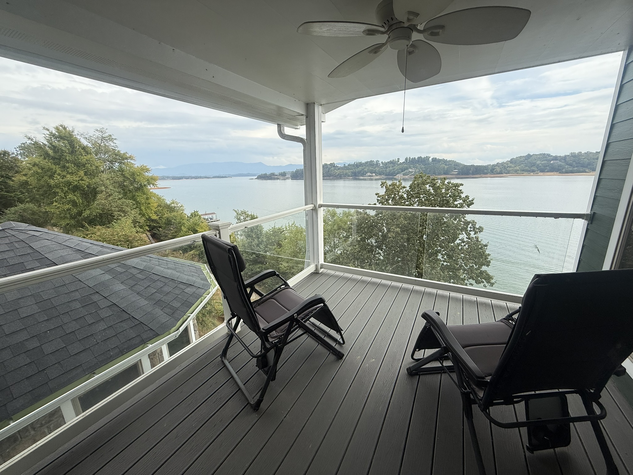 A 2nd view of mountains and Douglas Lake from the private covered porch on bedroom 1