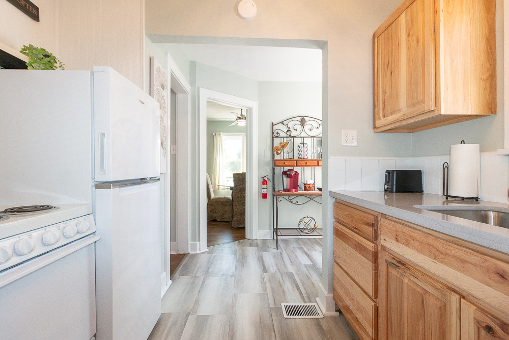 A clean, inviting kitchen designed to make your stay as comfortable as possible.