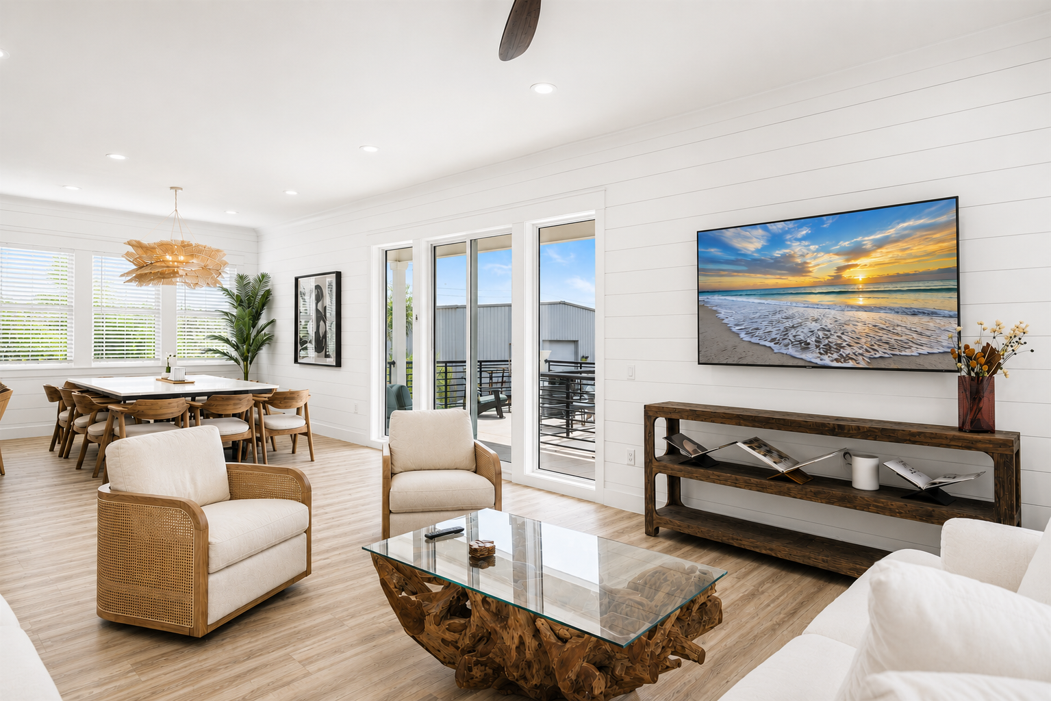 Open-Concept Living Room with Balcony Access
