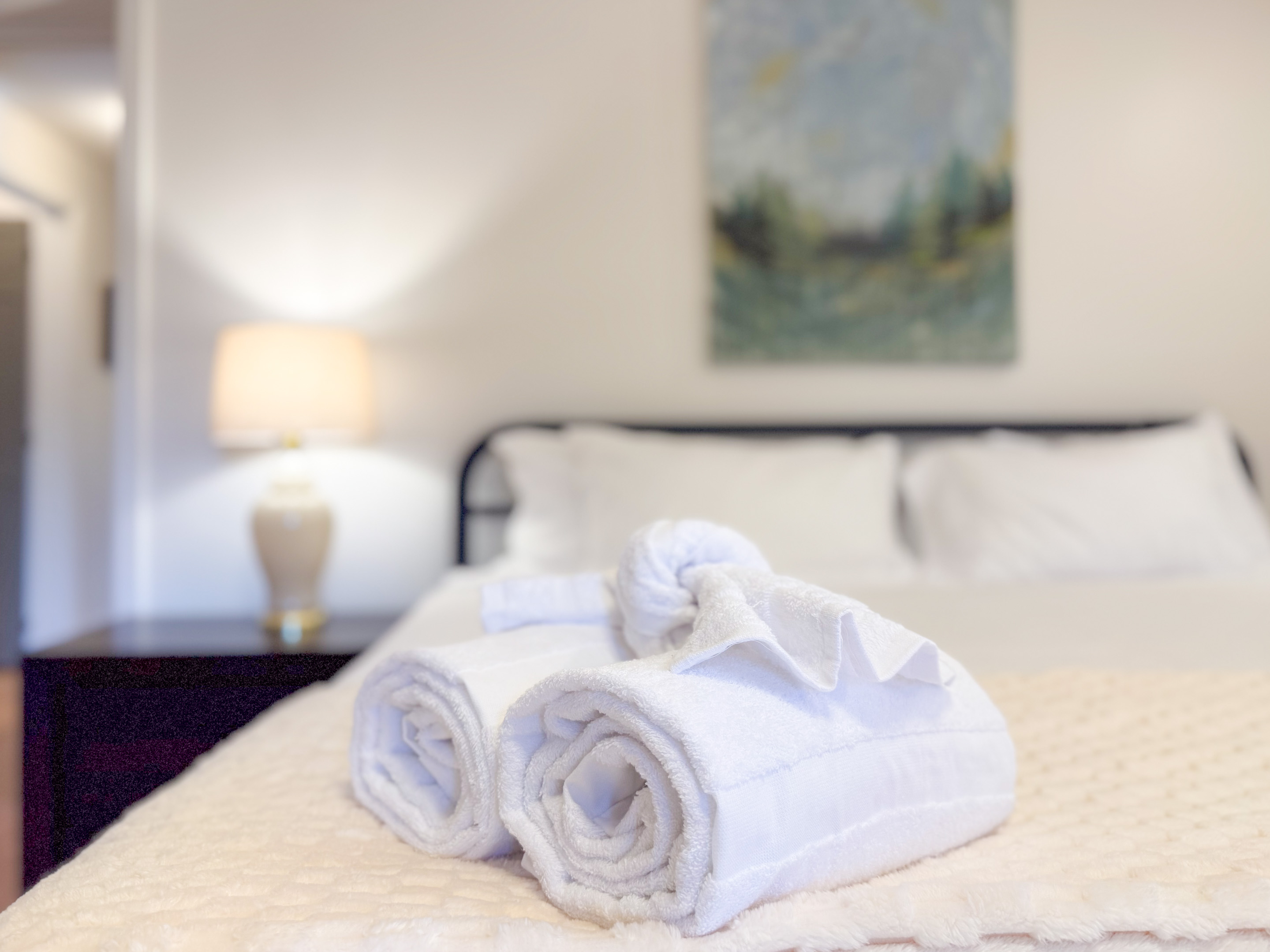 All of our bedding is washed between stays. Sanitation and cleaning standards are very important to us.