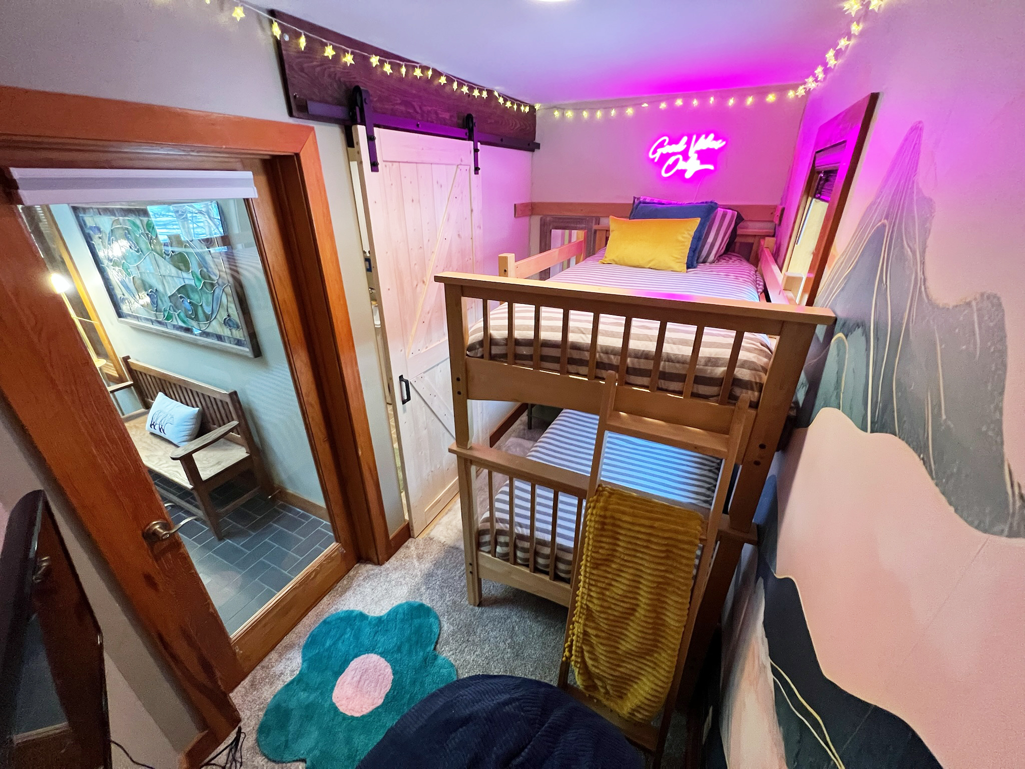 Kids Bunk Room + Full Size Bean Bag Chair