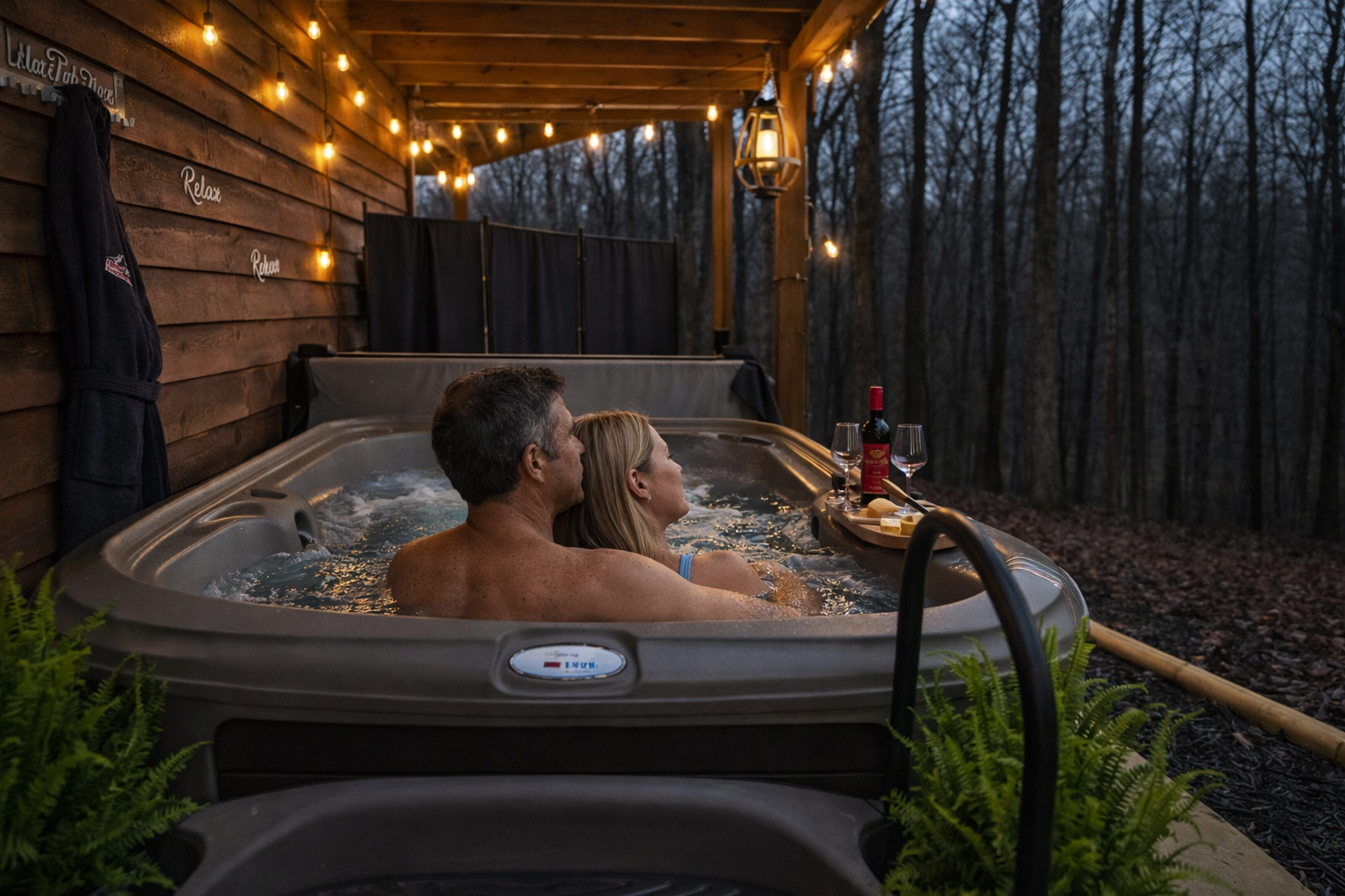 Relax and unwind in the property’s private hot tub, thoughtfully maintained for your comfort and enjoyment.