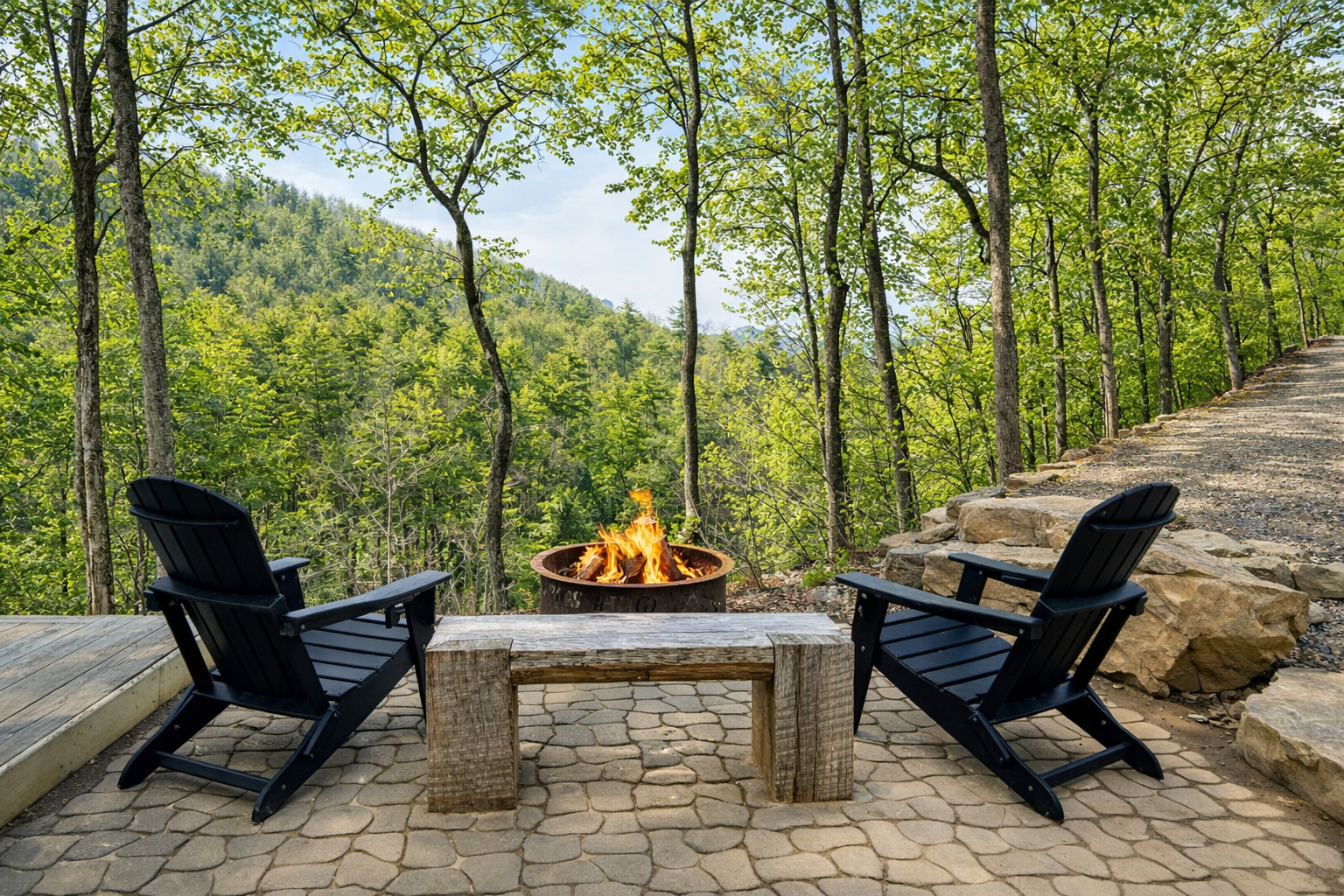 End the day around the fire pit with mountain air all around you. Roast marshmallows, share stories, and watch the stars come out over the ridge.