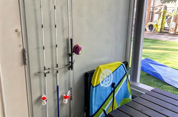 Boogie boards and fishing poles!