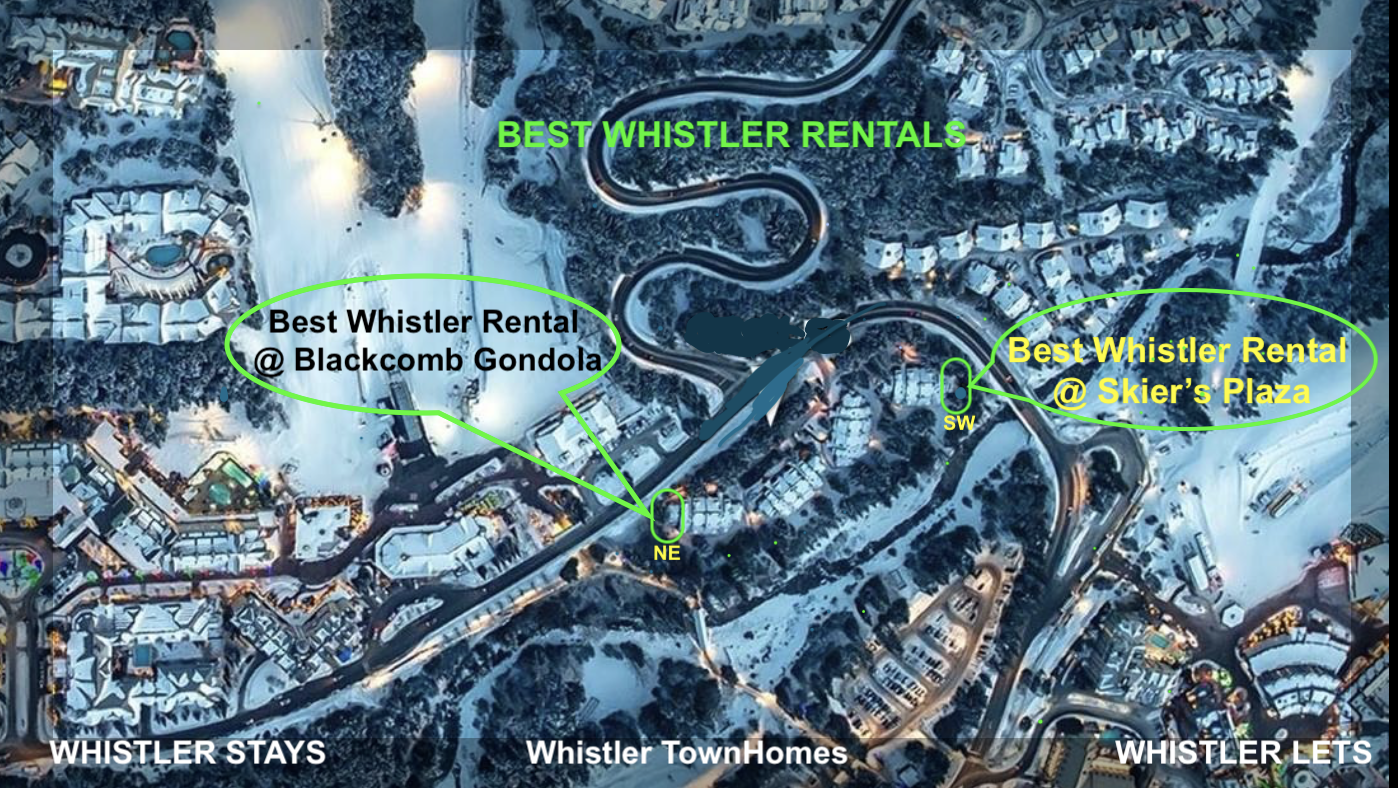 Whistler Stays Ski-on ski-off at base of Whistler Mountain. 4 bedroom Village Townhome in Best Whistler Rental Location. Whistler Lets offer the Best Whistler Rentals @ Skiers Plaza