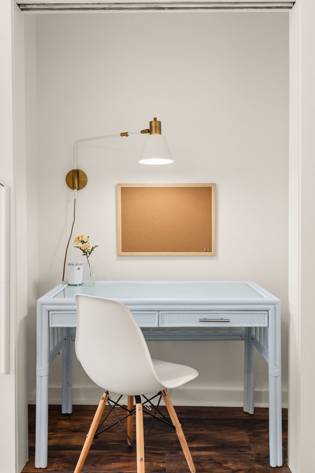 Dedicated workspace with desk and fast fiber wifi, perfect for remote work or catching up on emails during your stay.