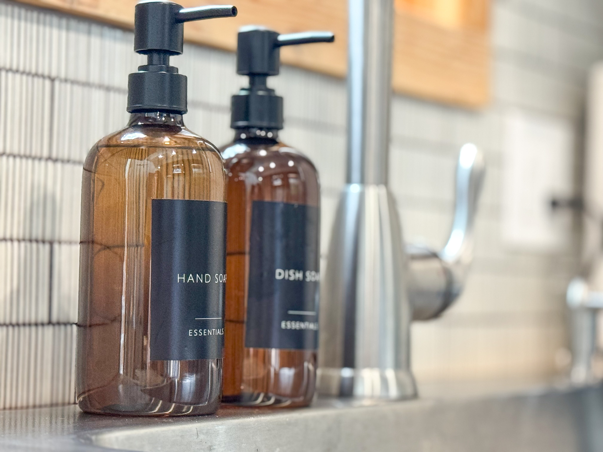 Stocked with many convenience amenities such as hand soap, dish soap, shampoo, conditioner, body wash and more